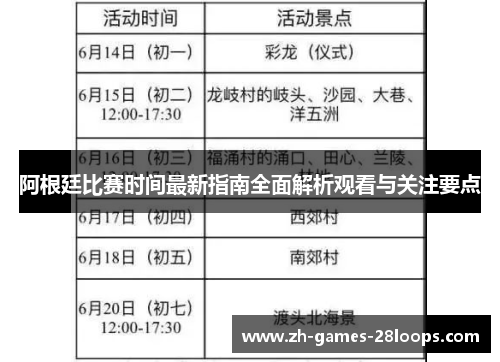 阿根廷比赛时间最新指南全面解析观看与关注要点